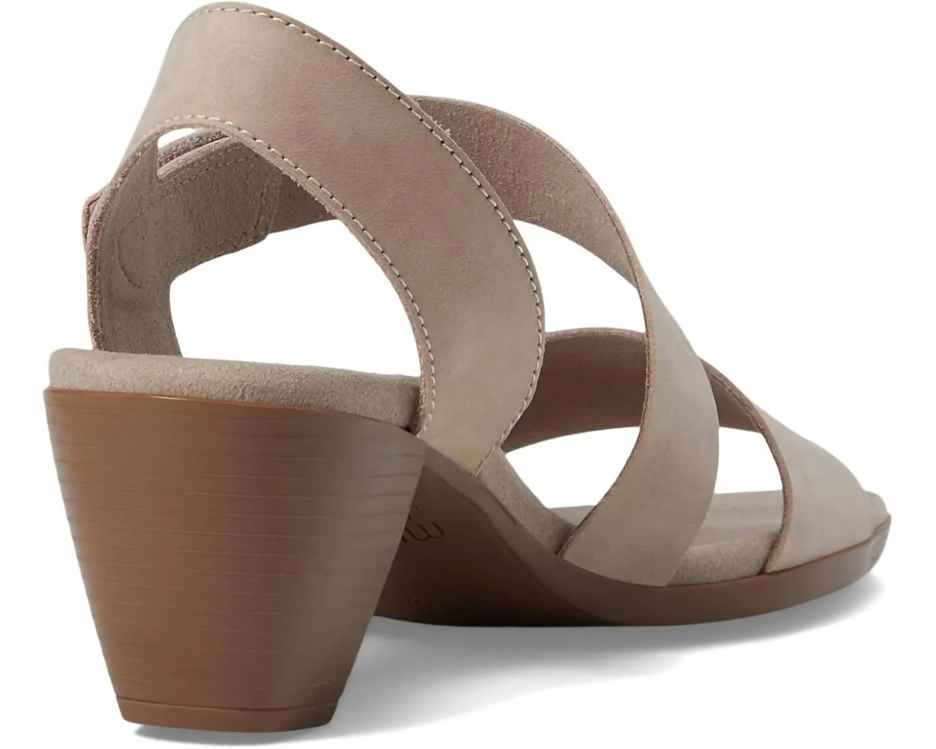 Lucia Heeled Sandal In Stone Nubuck