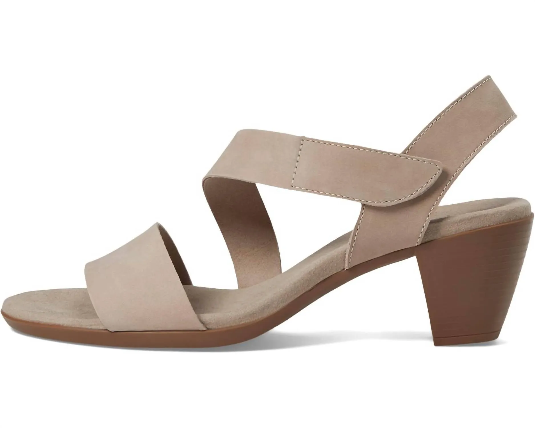 Lucia Heeled Sandal In Stone Nubuck