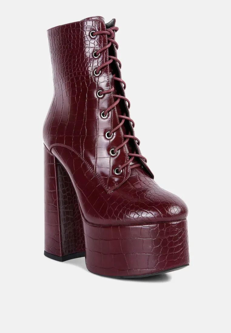 magdalene croc high heel patform boots