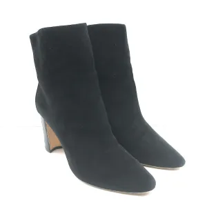 Manolo Blahnik Rosie Ankle Boots Black Leather & Suede Size 35.5