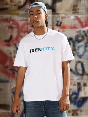 Men Casual White Typography T-Shirt