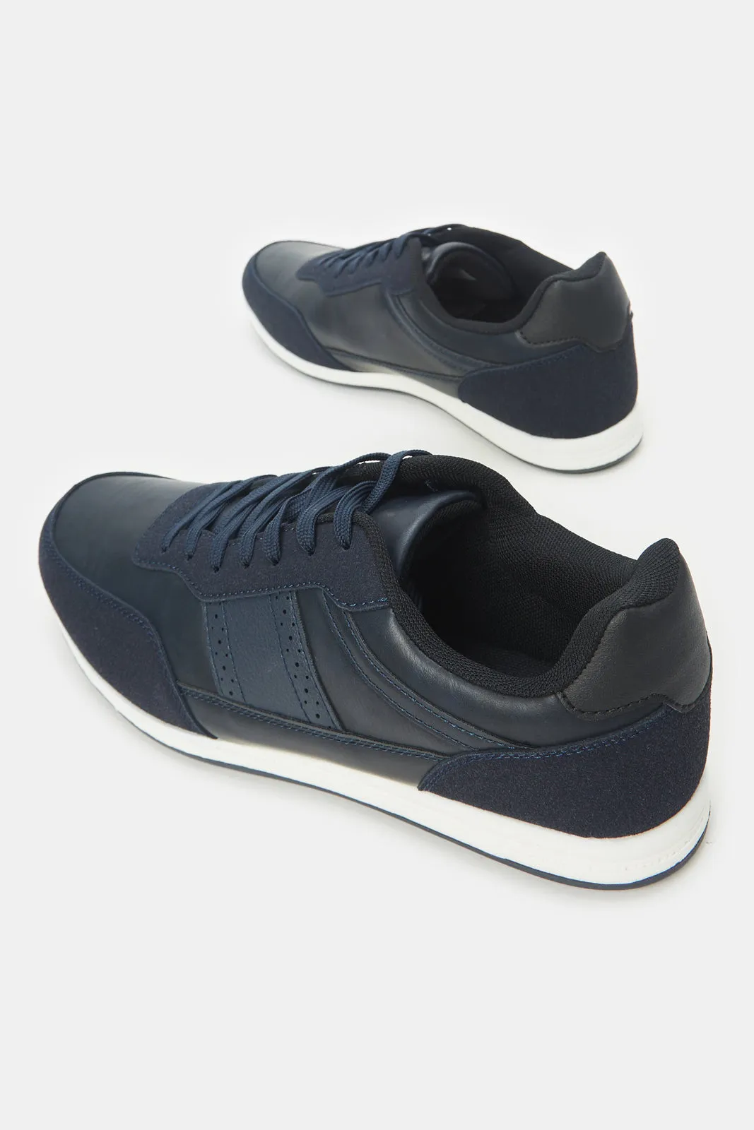 Men Navy Material Block Sneakers