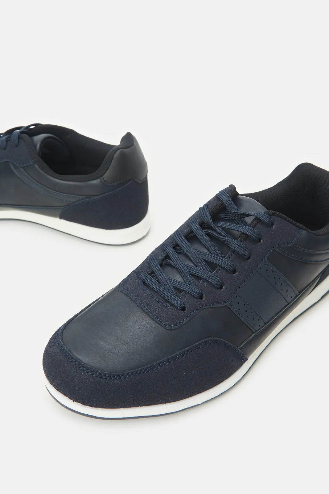 Men Navy Material Block Sneakers