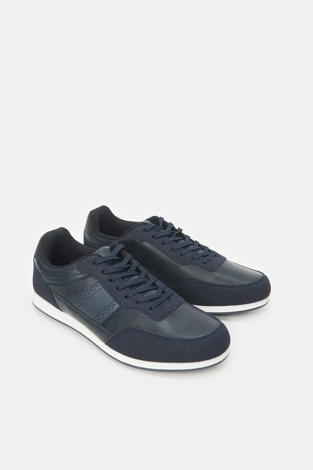 Men Navy Material Block Sneakers