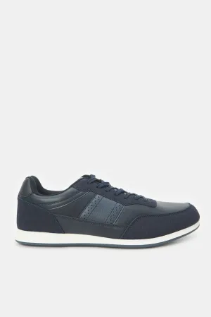 Men Navy Material Block Sneakers
