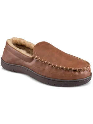 Mens Faux Leather Slip On Loafer Slippers