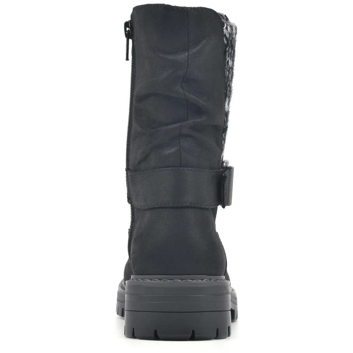 Mingle Womens Gathered Lugged Sole Mid-Calf Boots