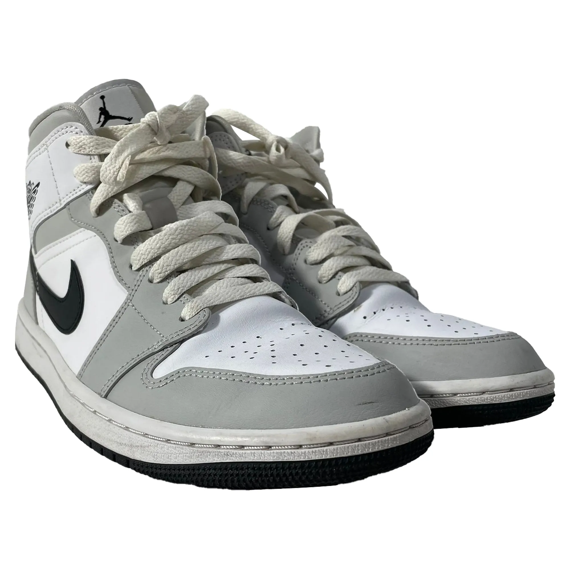 Nike Jordan 1 Mid Light Sneakers in Grey Leather