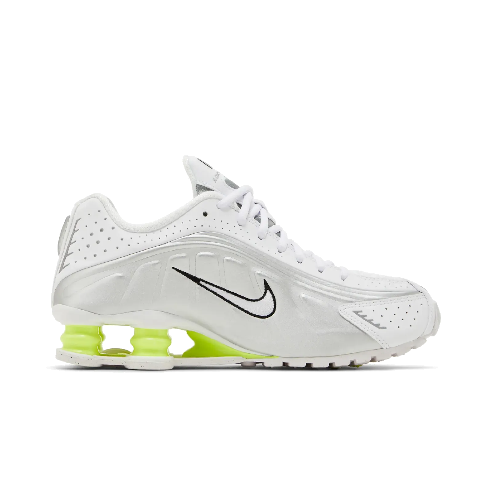 Nike Shox R4 White Metallic Silver Volt (Women's)