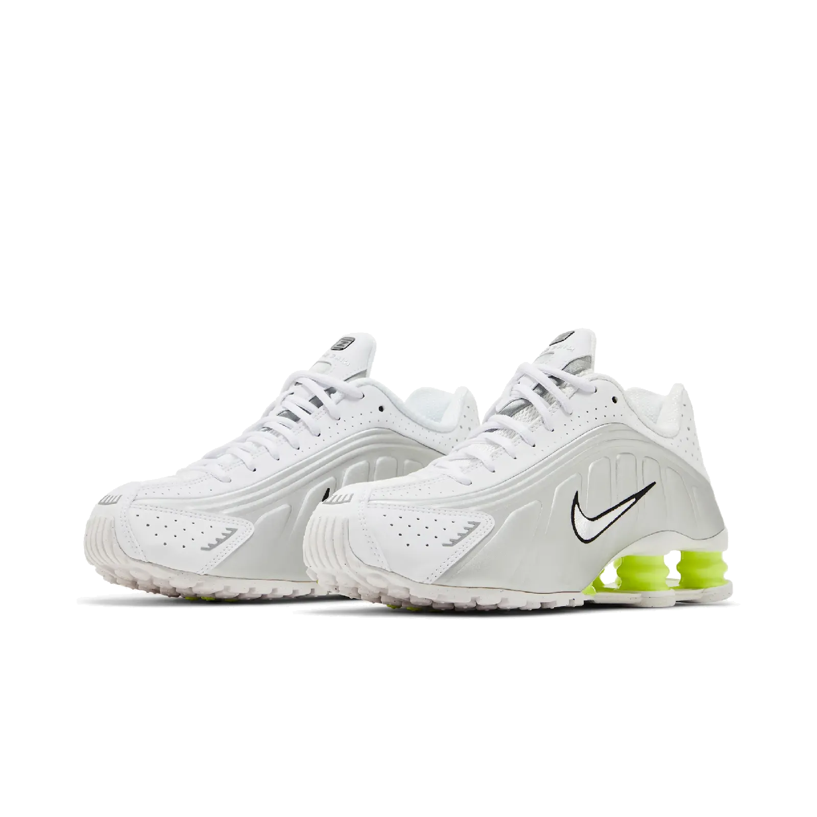 Nike Shox R4 White Metallic Silver Volt (Women's)