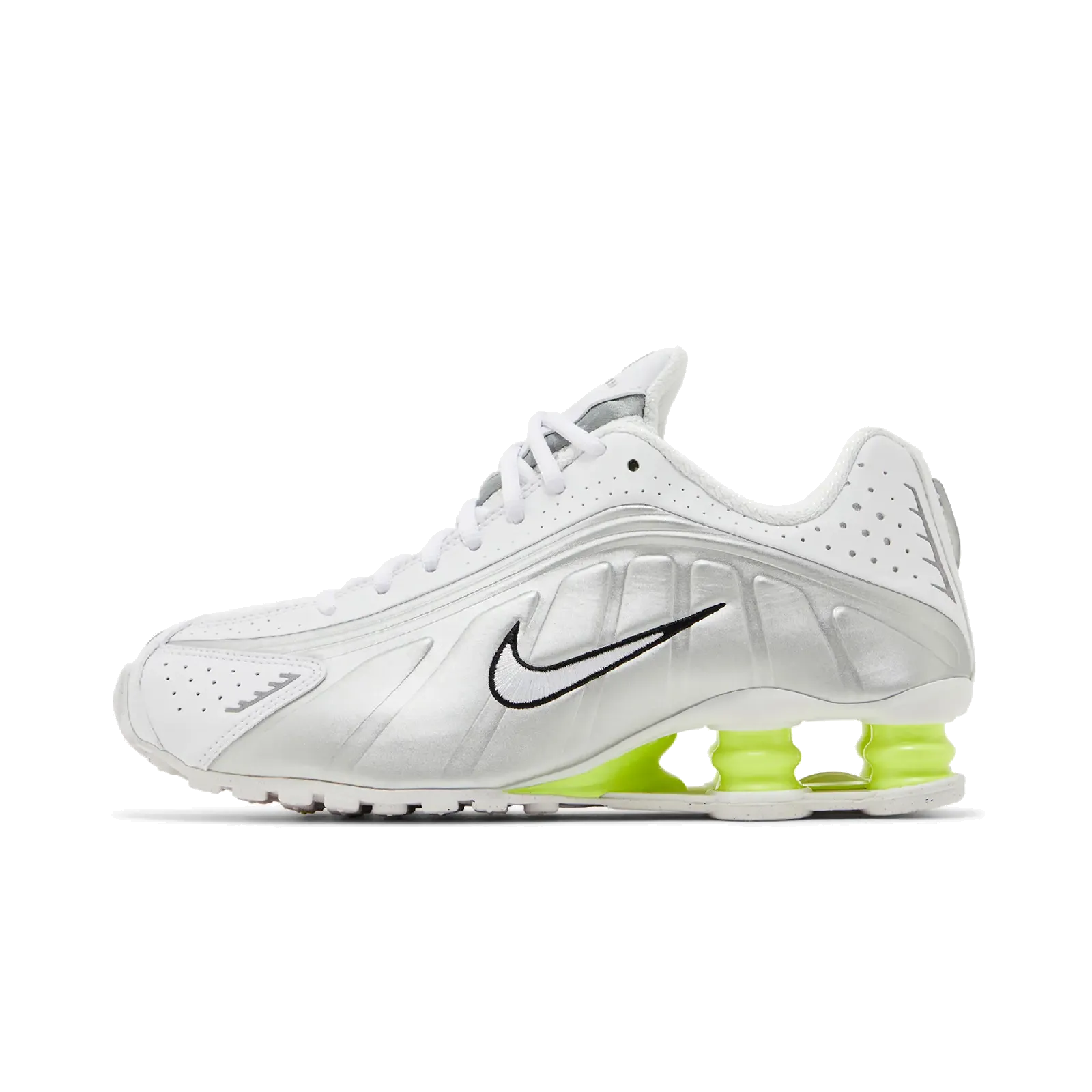 Nike Shox R4 White Metallic Silver Volt (Women's)
