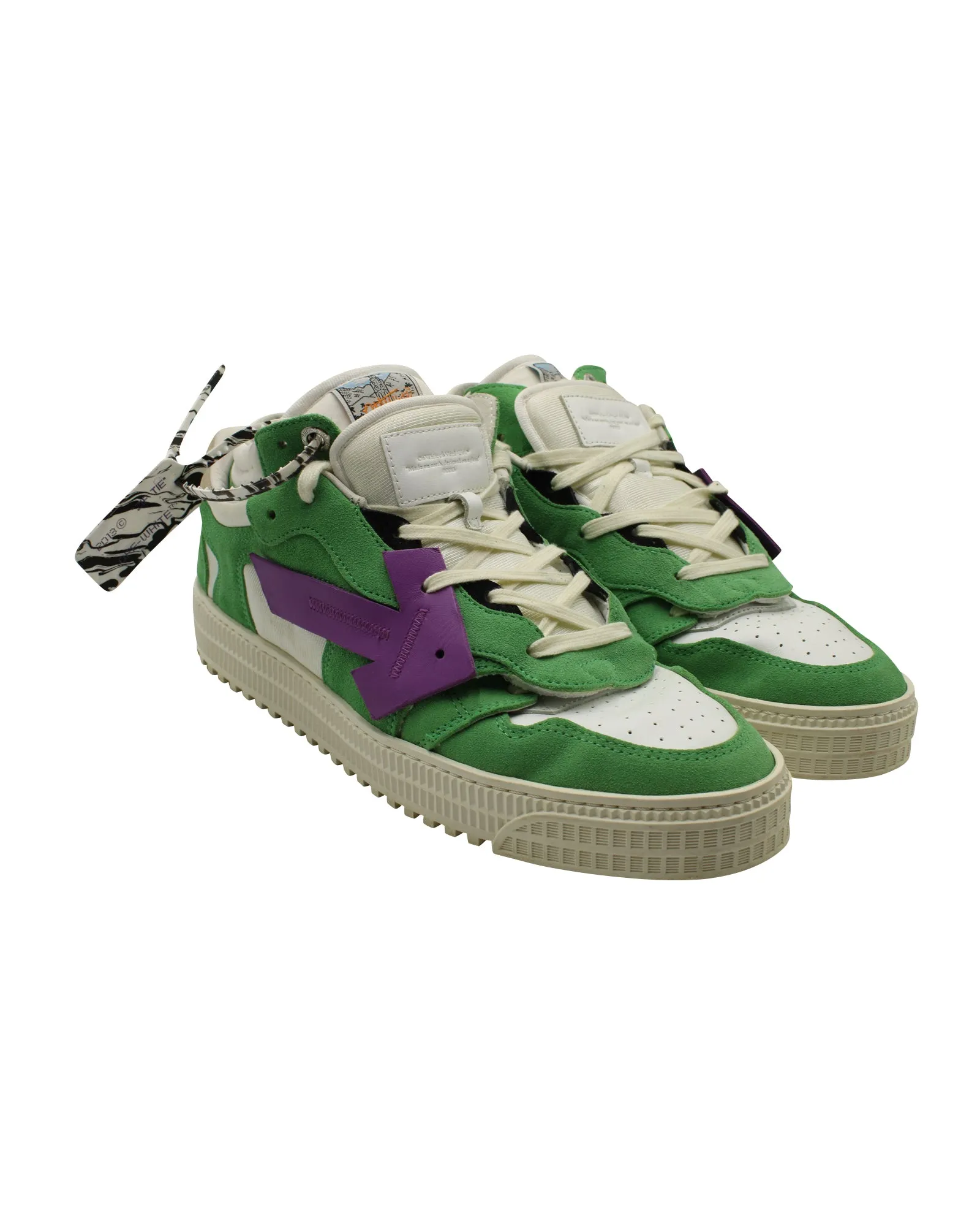 Off-White c/o Virgil Abloh Off  "Green" Court Low Sneakers in Multicolor Suede