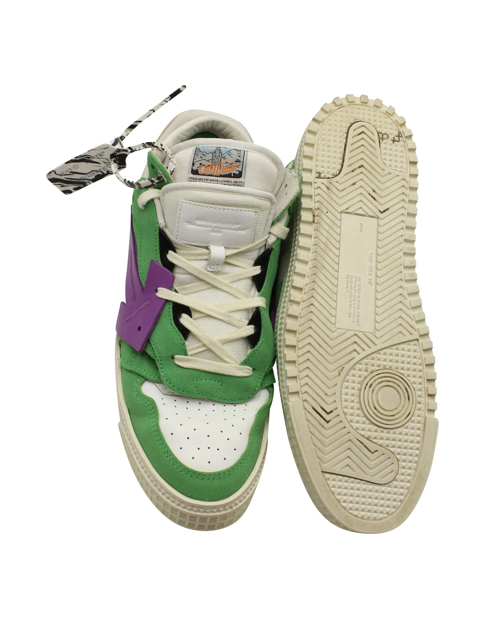 Off-White c/o Virgil Abloh Off  "Green" Court Low Sneakers in Multicolor Suede