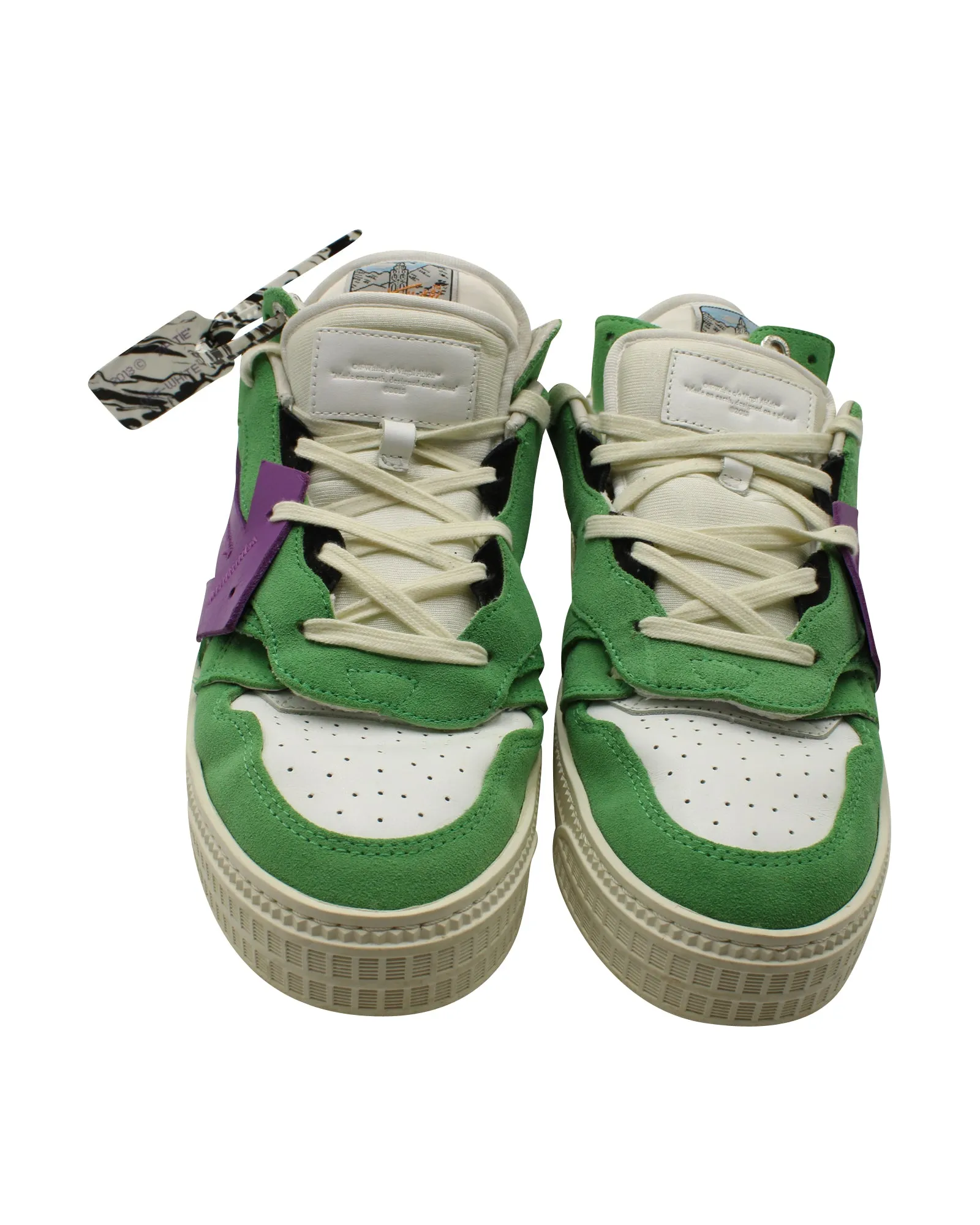 Off-White c/o Virgil Abloh Off  "Green" Court Low Sneakers in Multicolor Suede