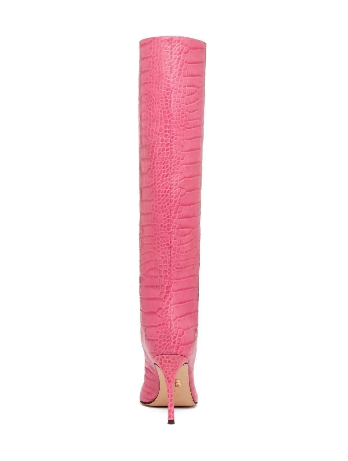 Peyton Knee High Pointed Toe Boot In Pink Crocodile