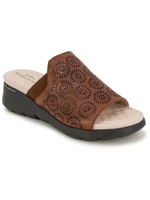 Queens Womens Leather Platform Wedge Sandals