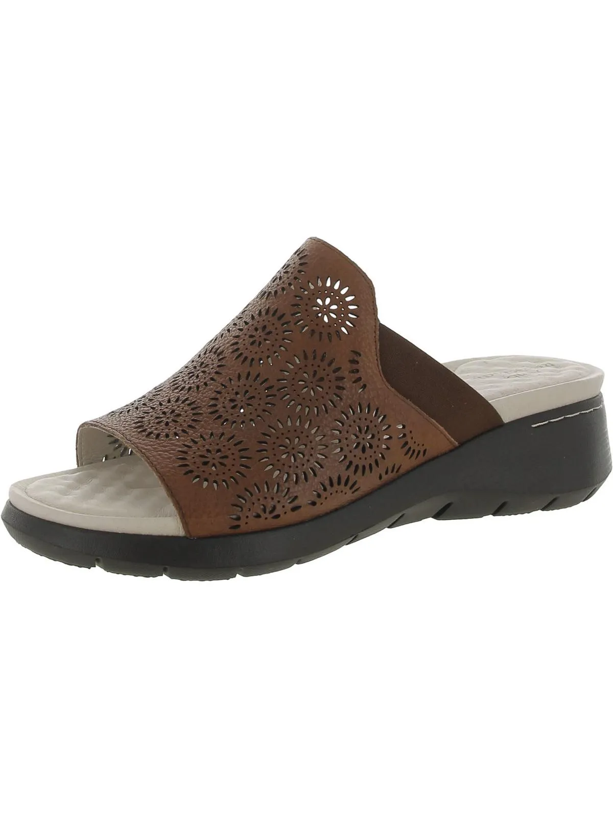 Queens Womens Leather Platform Wedge Sandals