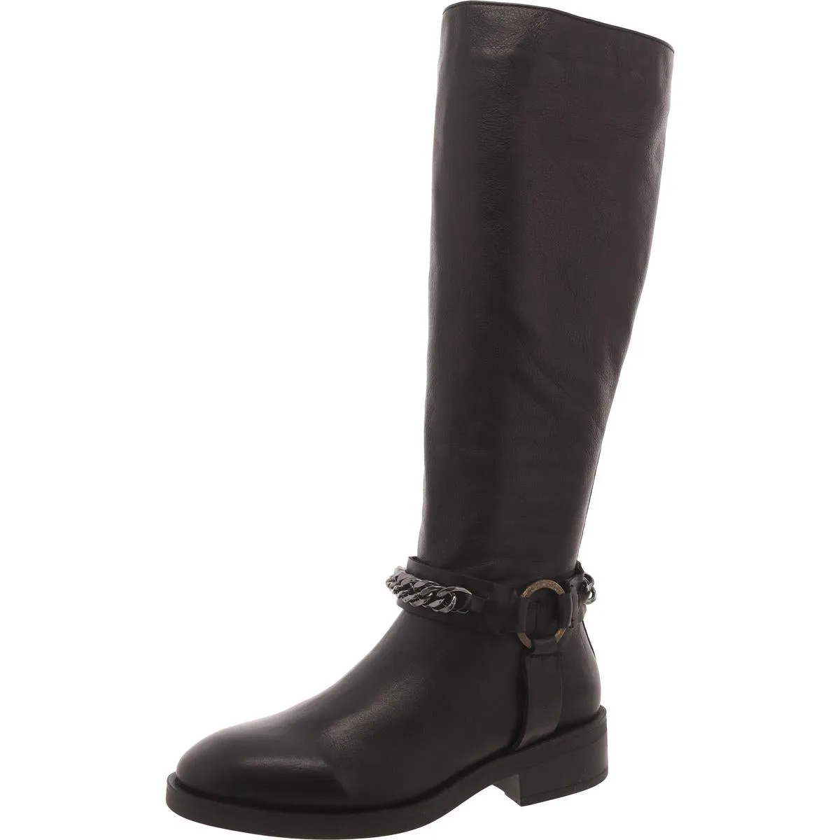 Quin Womens Leather Chain Knee-High Boots