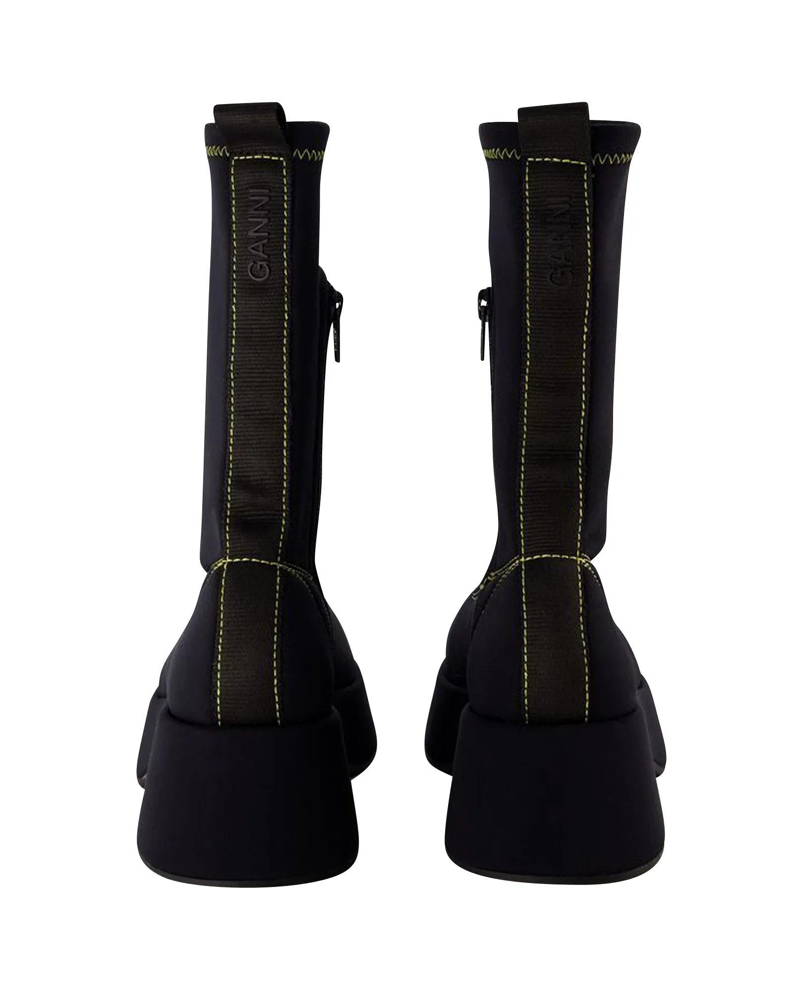 Retro Flatform Ankle Boots - Ganni - Synthetic - Black