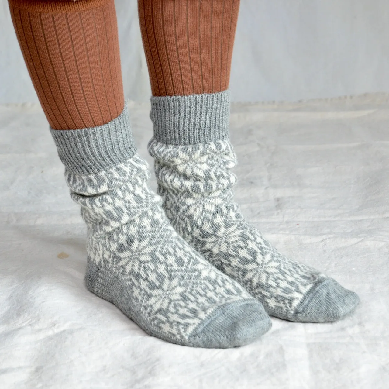 Scandi Fairisle Organic Wool Socks (Adults 36-46)