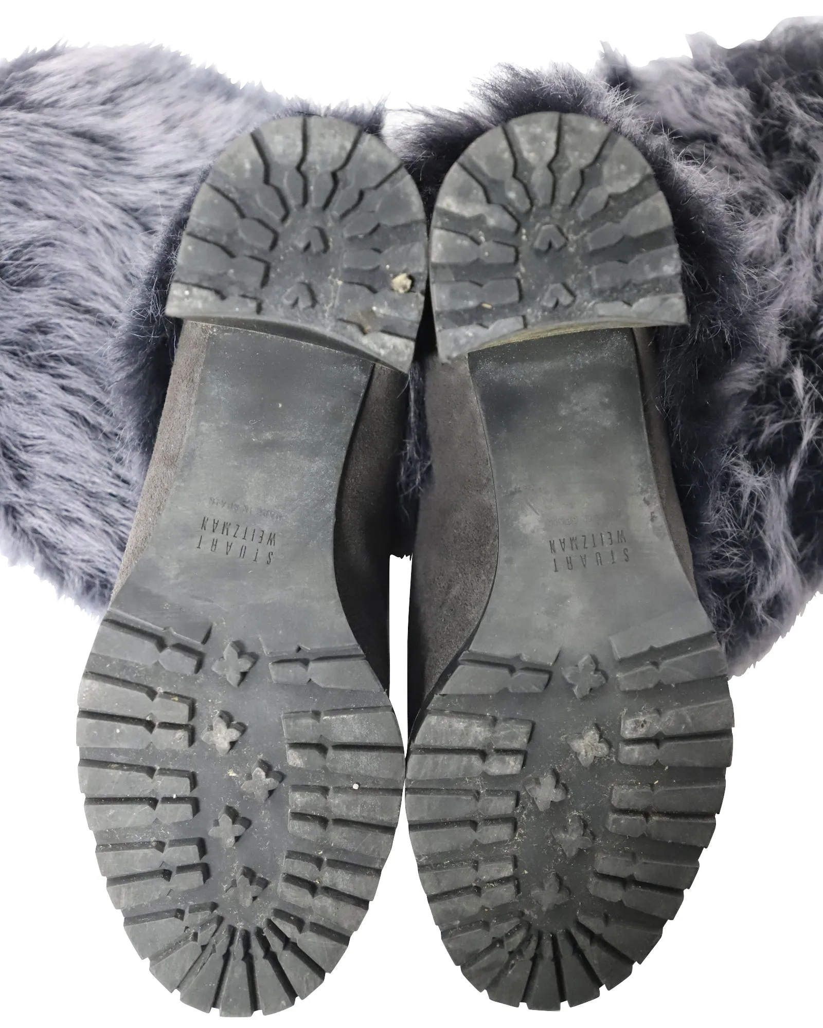 Stuart Weitzman 'Blizzard' Fur Mid-High Boots in Black Suede