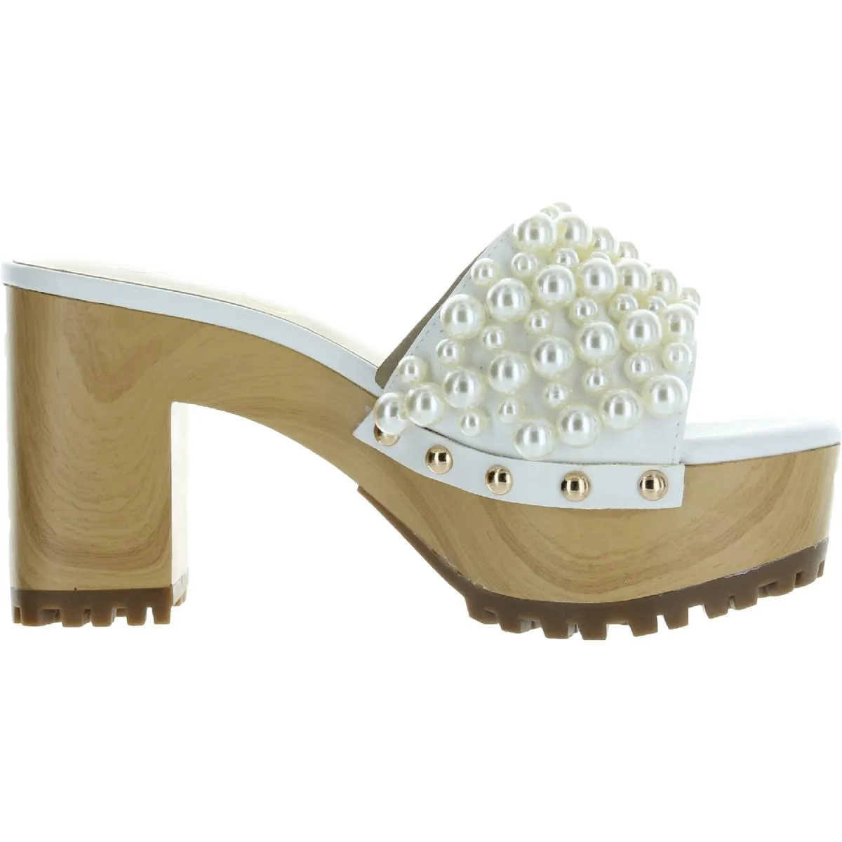 Telina4 Womens Embellished Summer Mule Sandals