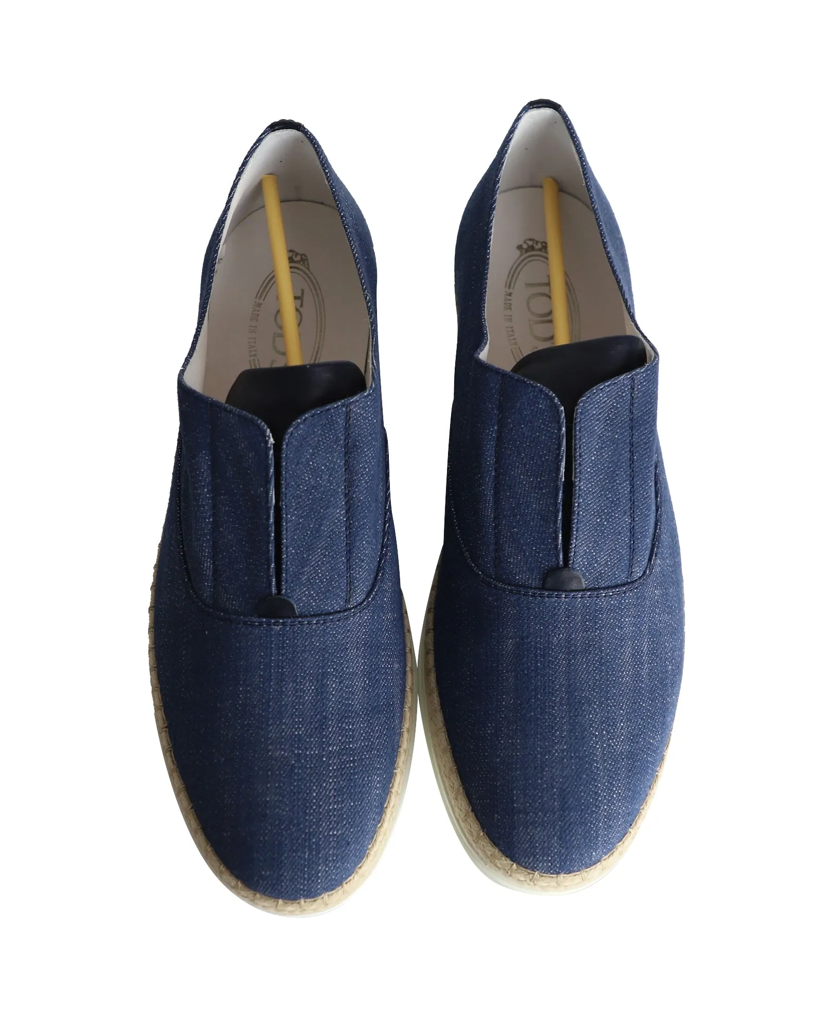Tod's Espadrille Slip On Sneakers in Blue Denim