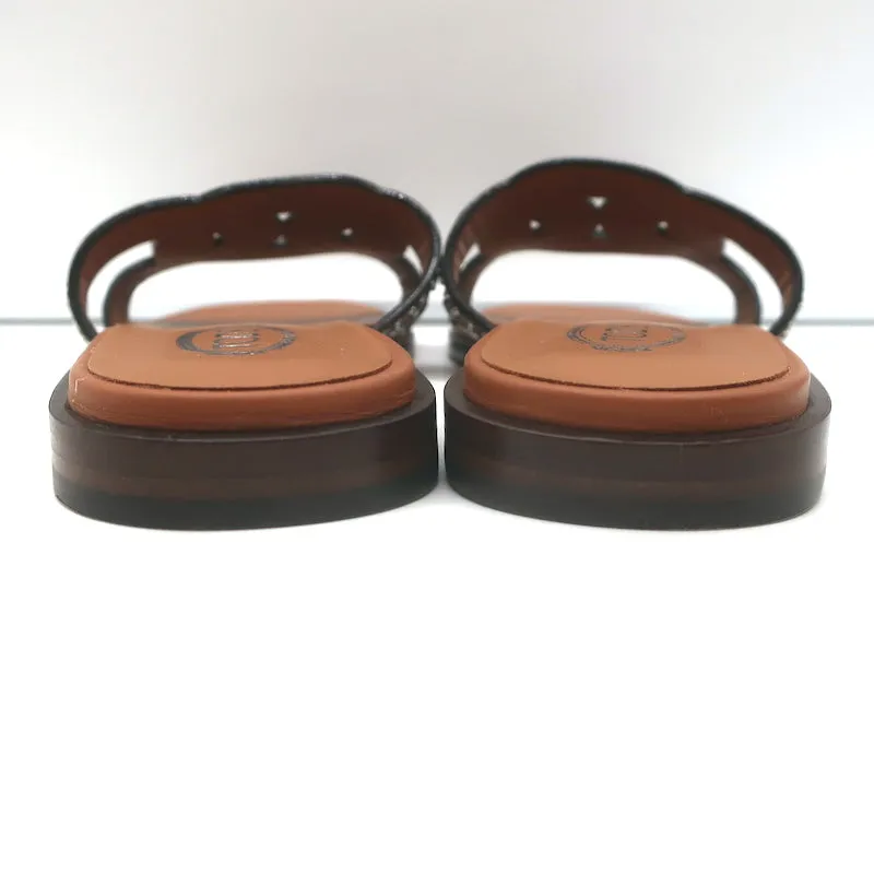 Tod's Kate Studded Slide Sandals Brown Leather Size 36.5 NEW