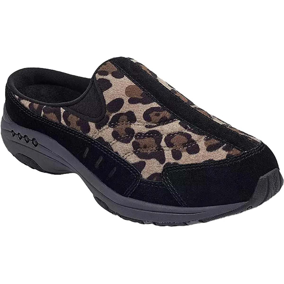 Travel Time Womens Suede Leopard Print Slip-On Sneakers