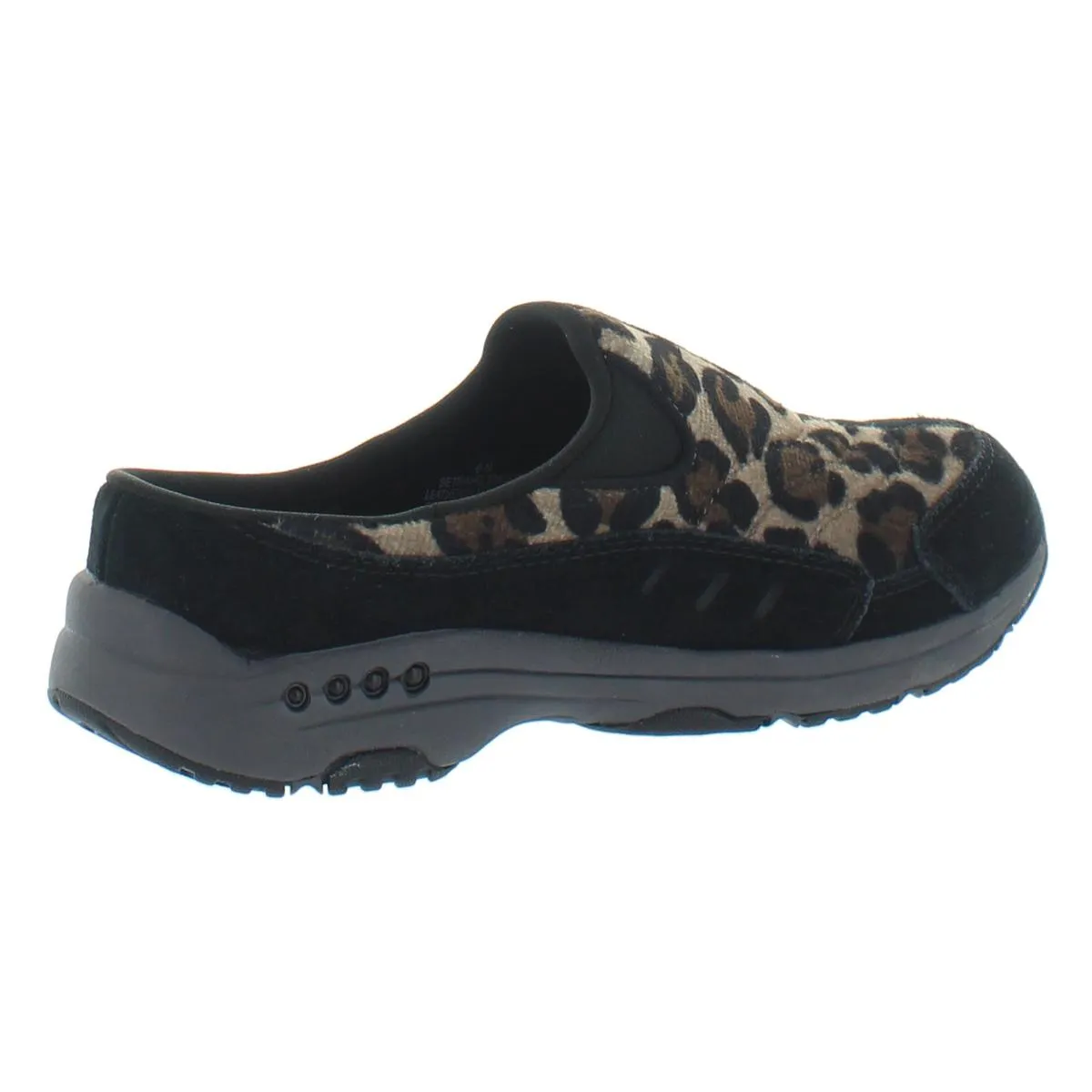 Travel Time Womens Suede Leopard Print Slip-On Sneakers