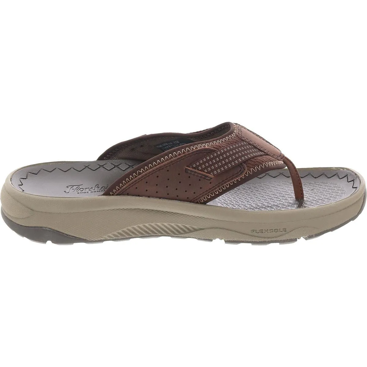 Treadlite Mens Cushioned Footbed Leather Thong Sandals
