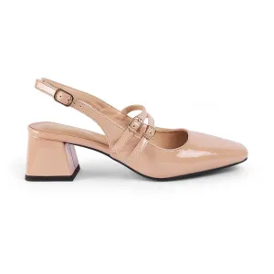 Tresmode Sofab Nude Women's Dress Block Heel Slingback Pumps