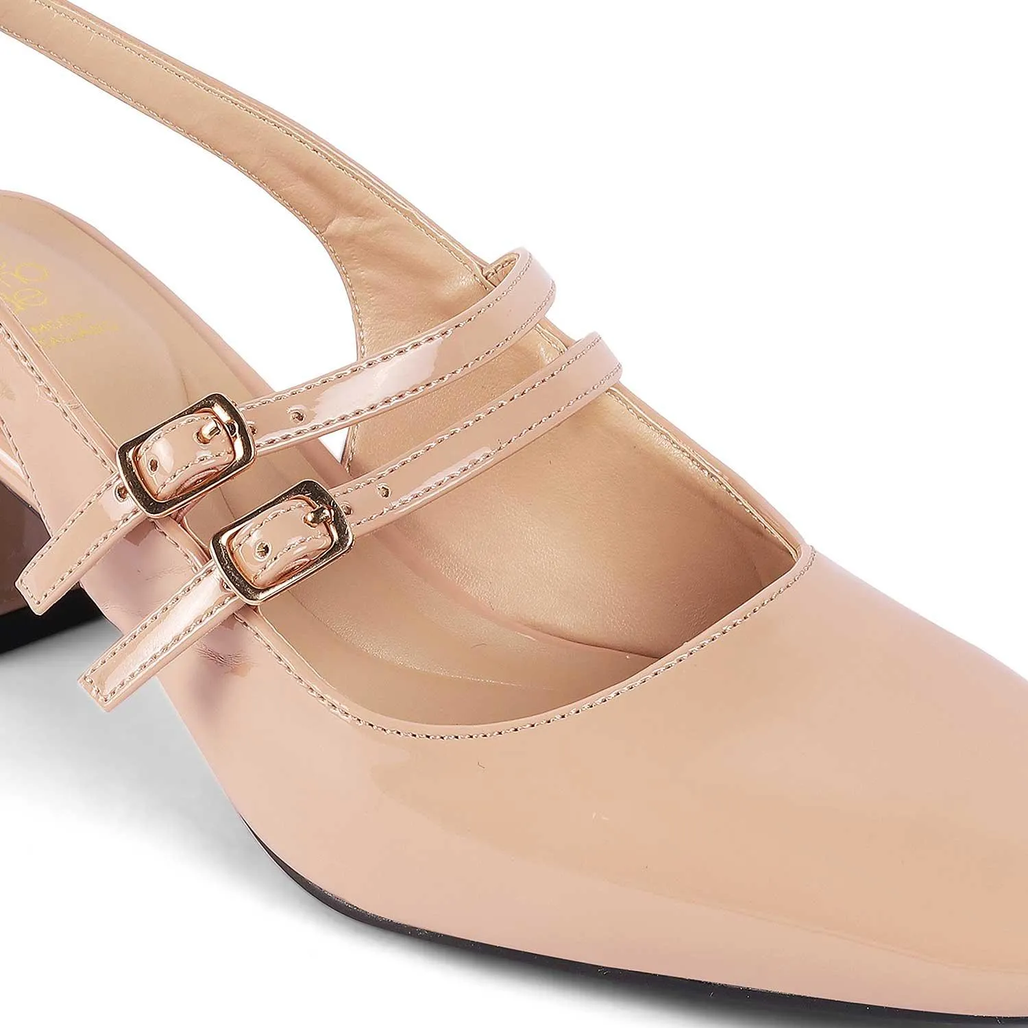 Tresmode Sofab Nude Women's Dress Block Heel Slingback Pumps