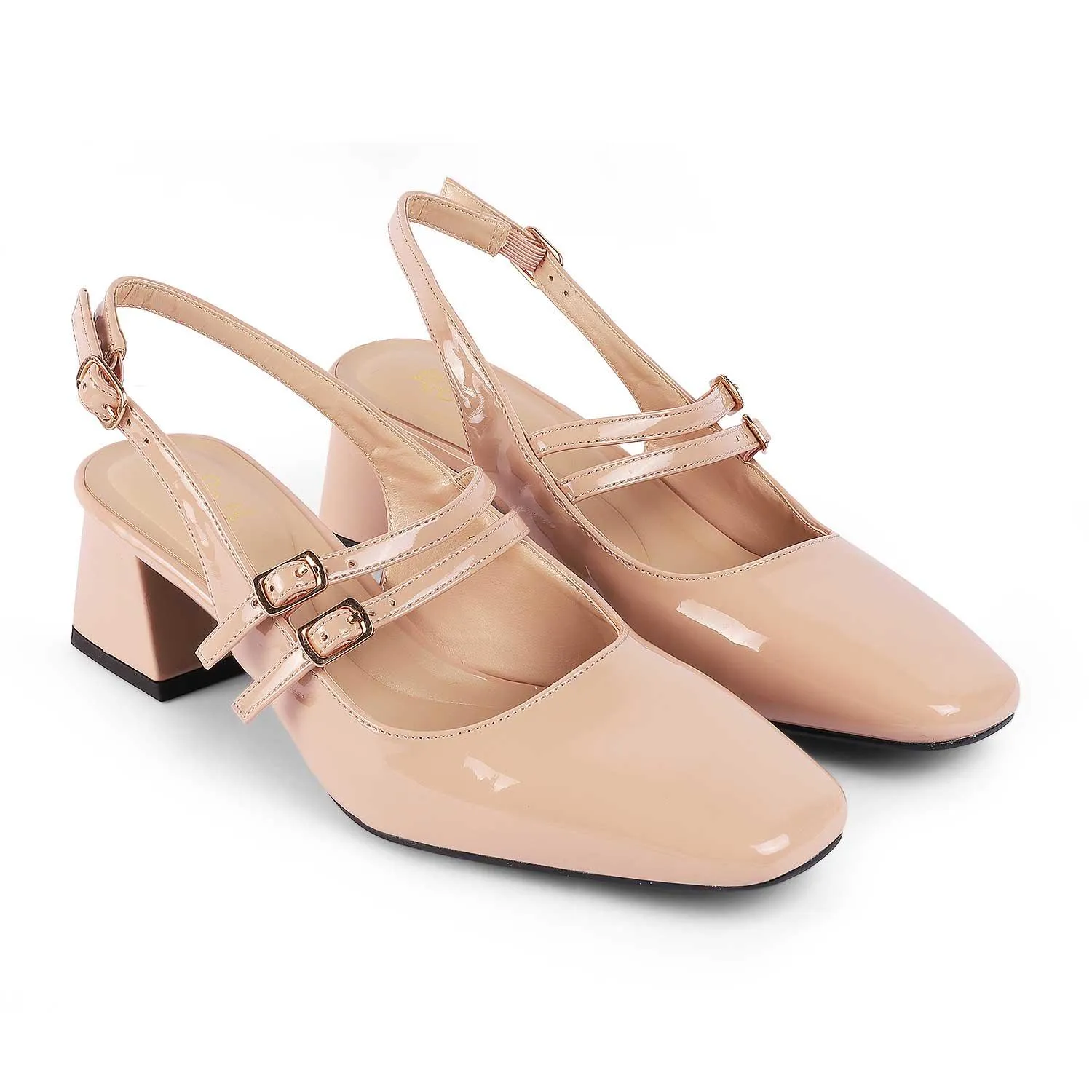 Tresmode Sofab Nude Women's Dress Block Heel Slingback Pumps