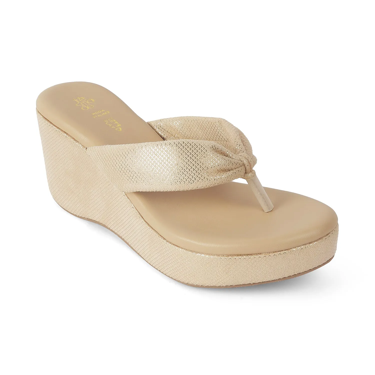 Tresmode Thede Beige Women's Dress Wedge Heel Sandals