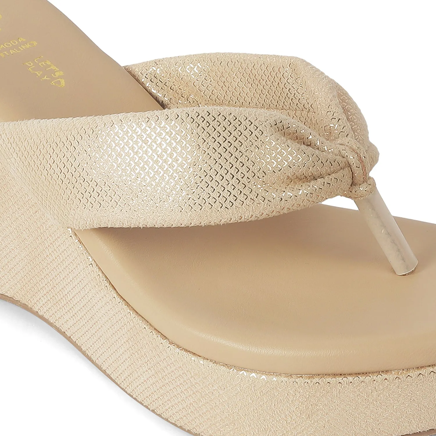 Tresmode Thede Beige Women's Dress Wedge Heel Sandals