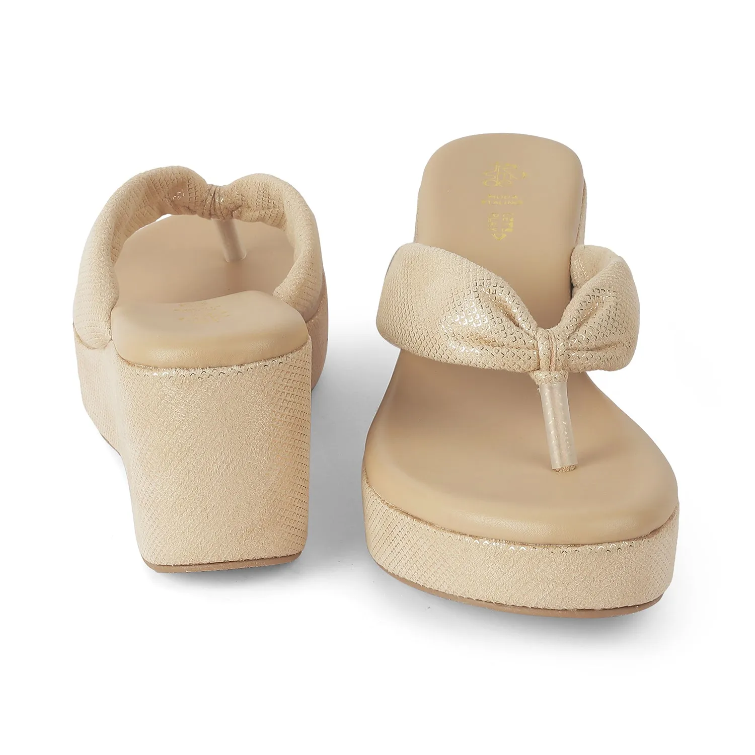 Tresmode Thede Beige Women's Dress Wedge Heel Sandals