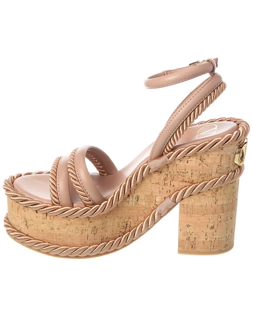 Valentino VLogo 130 Rope & Leather Platform Sandal