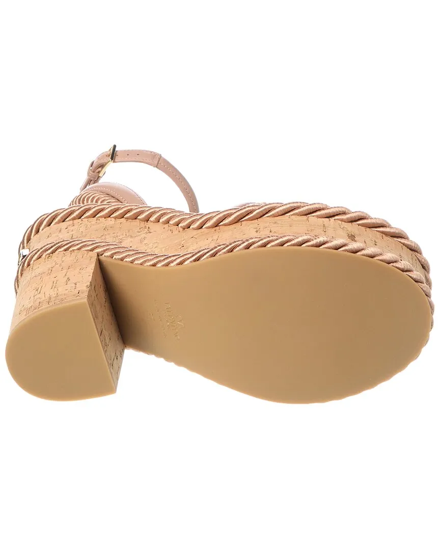 Valentino VLogo 130 Rope & Leather Platform Sandal