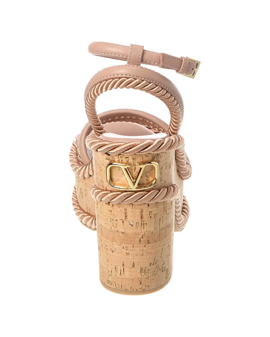 Valentino VLogo 130 Rope & Leather Platform Sandal