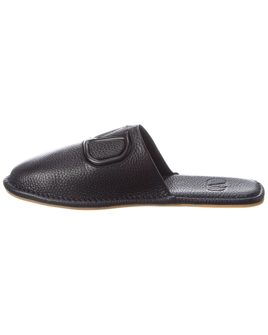 Valentino VLogo Grainy Leather Slipper