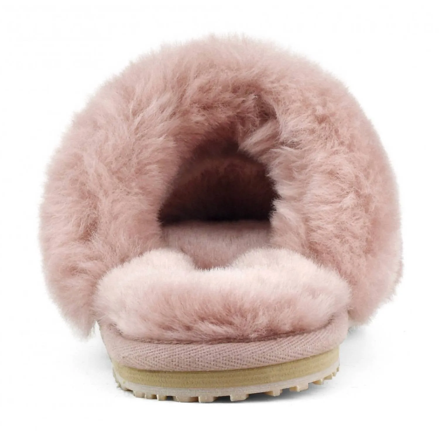 Women's 2 Stripes Sheepskin Fur Slipper In Antic Rose