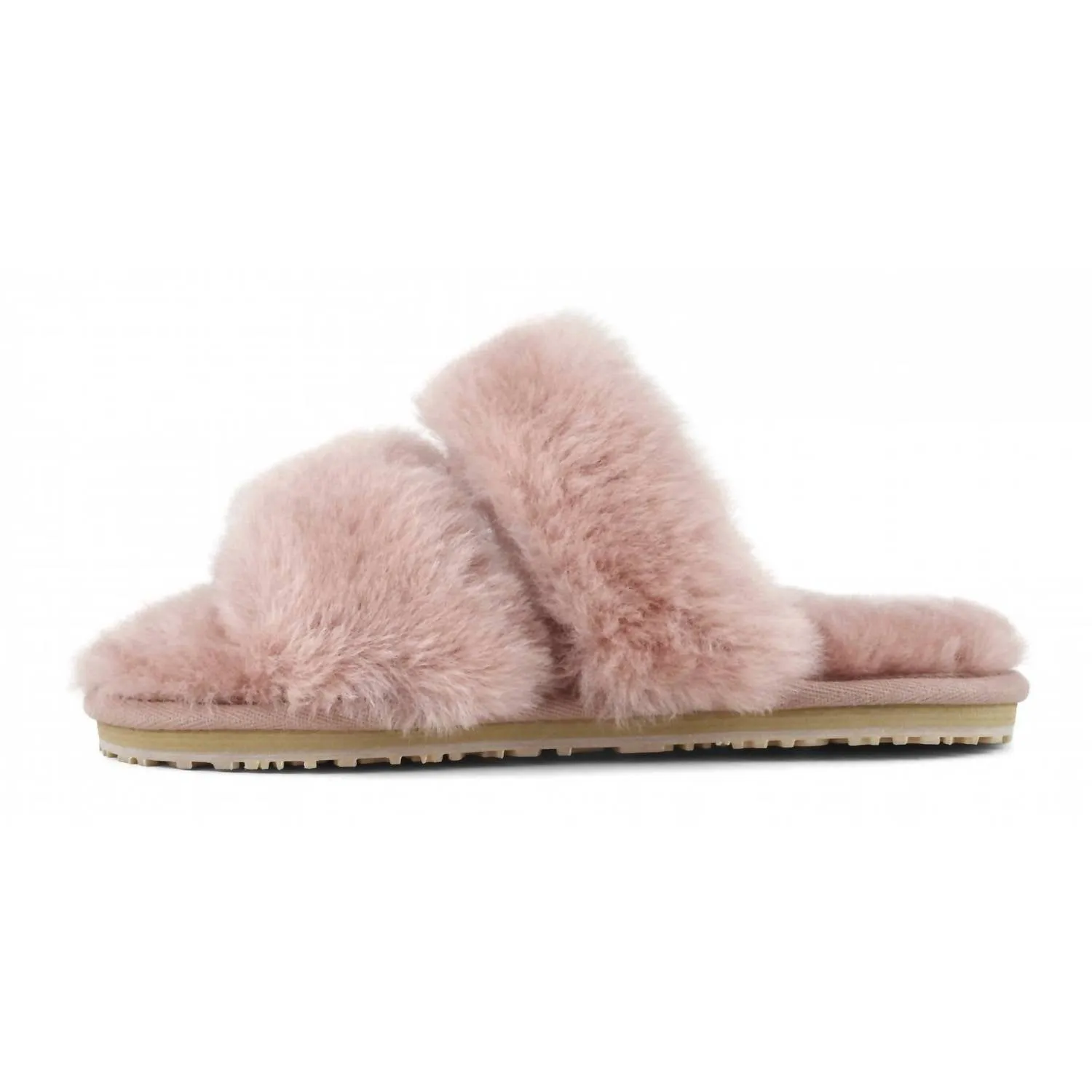 Women's 2 Stripes Sheepskin Fur Slipper In Antic Rose