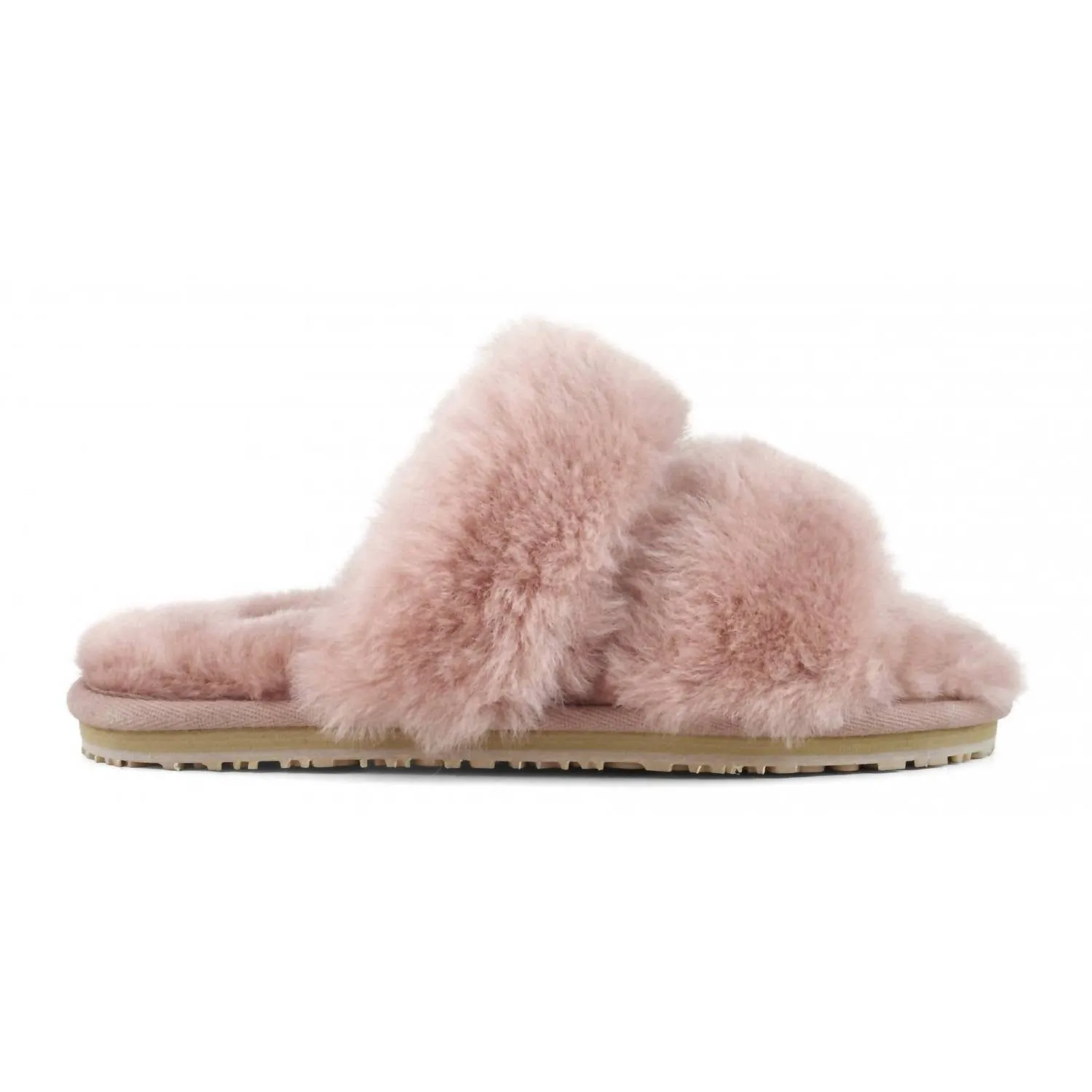 Women's 2 Stripes Sheepskin Fur Slipper In Antic Rose