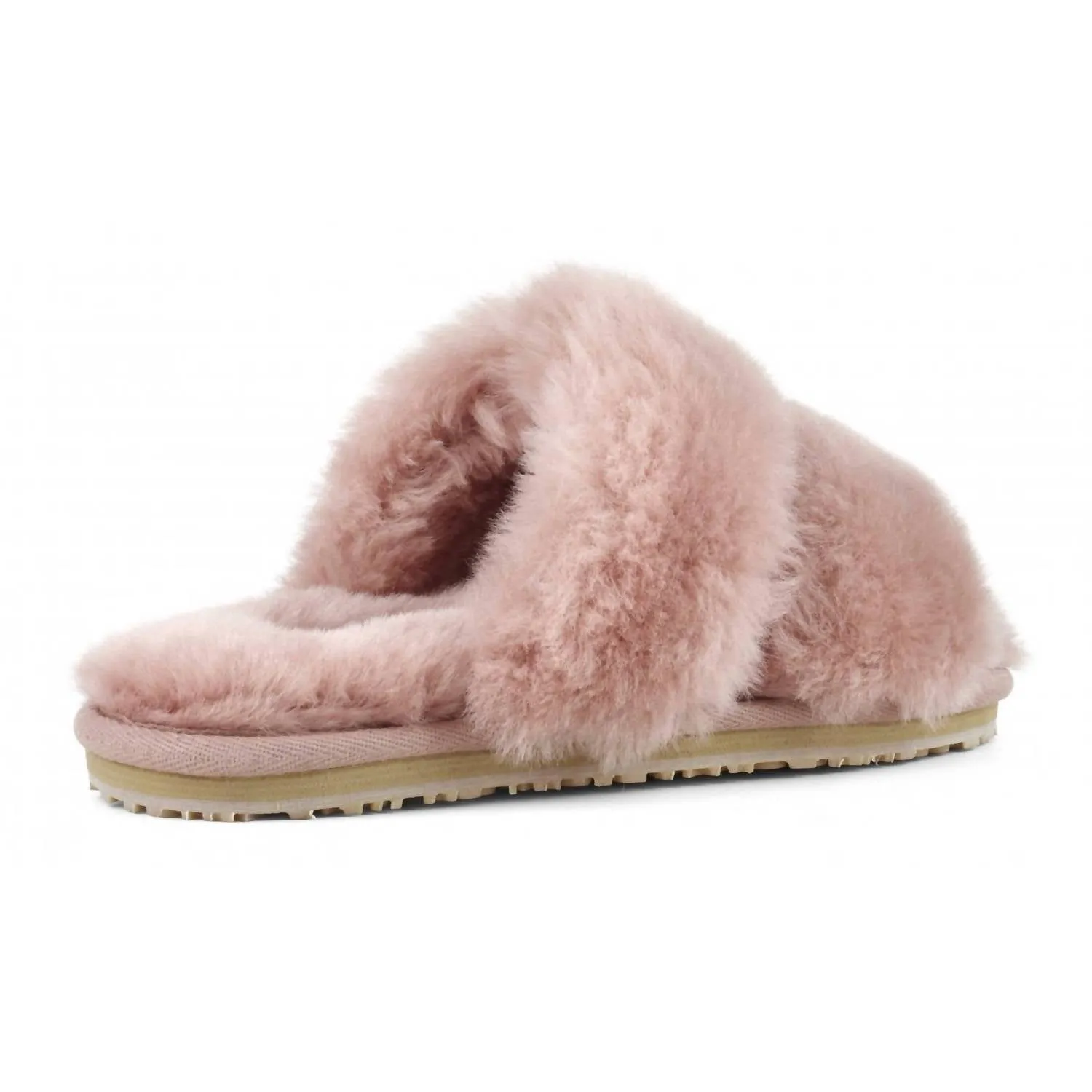 Women's 2 Stripes Sheepskin Fur Slipper In Antic Rose