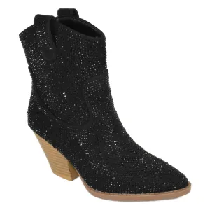 Women's Ankle Stone Bootie In Black