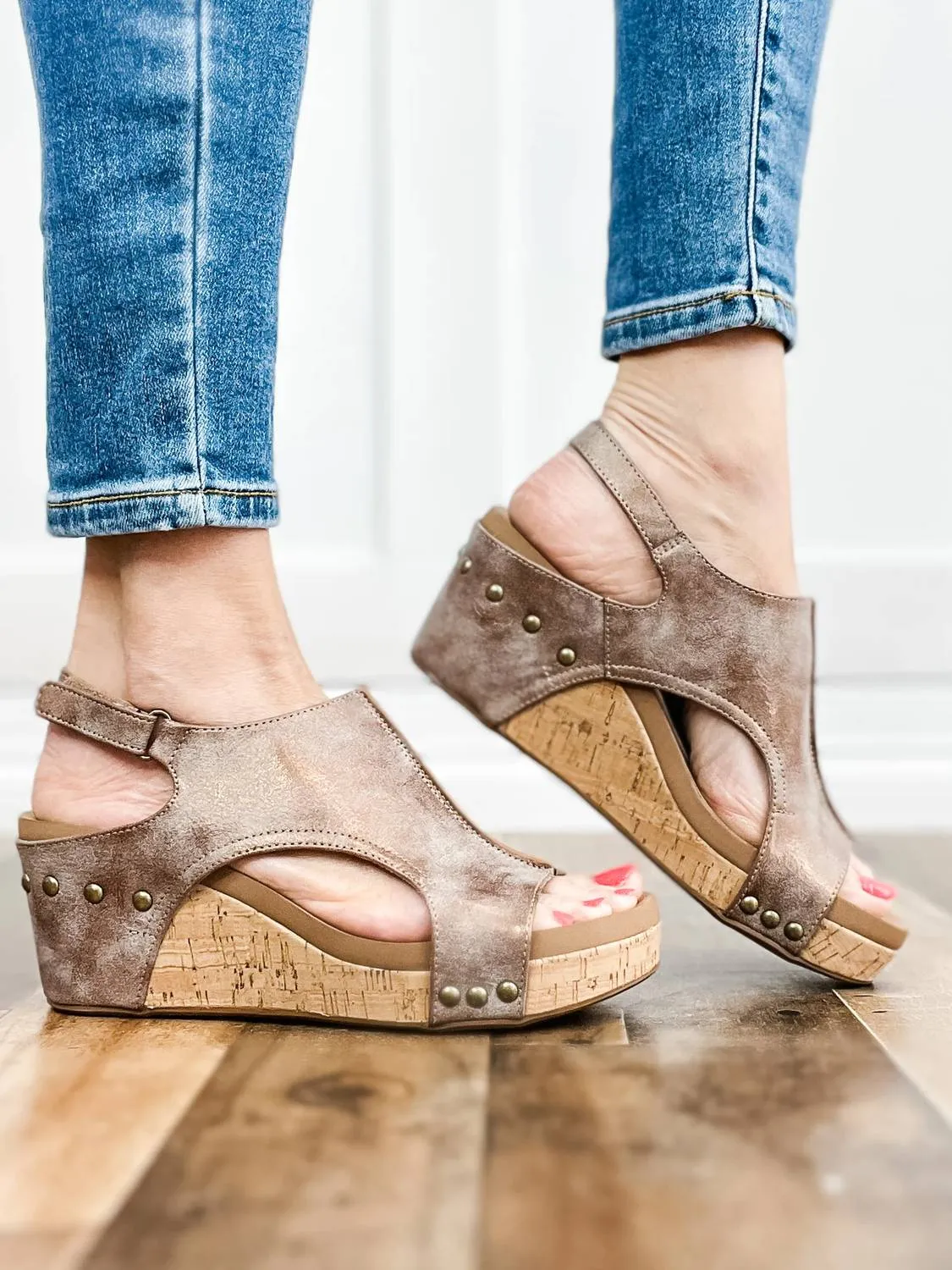 Women's Carley Wedge Sandals In Washed Bronze Metallic