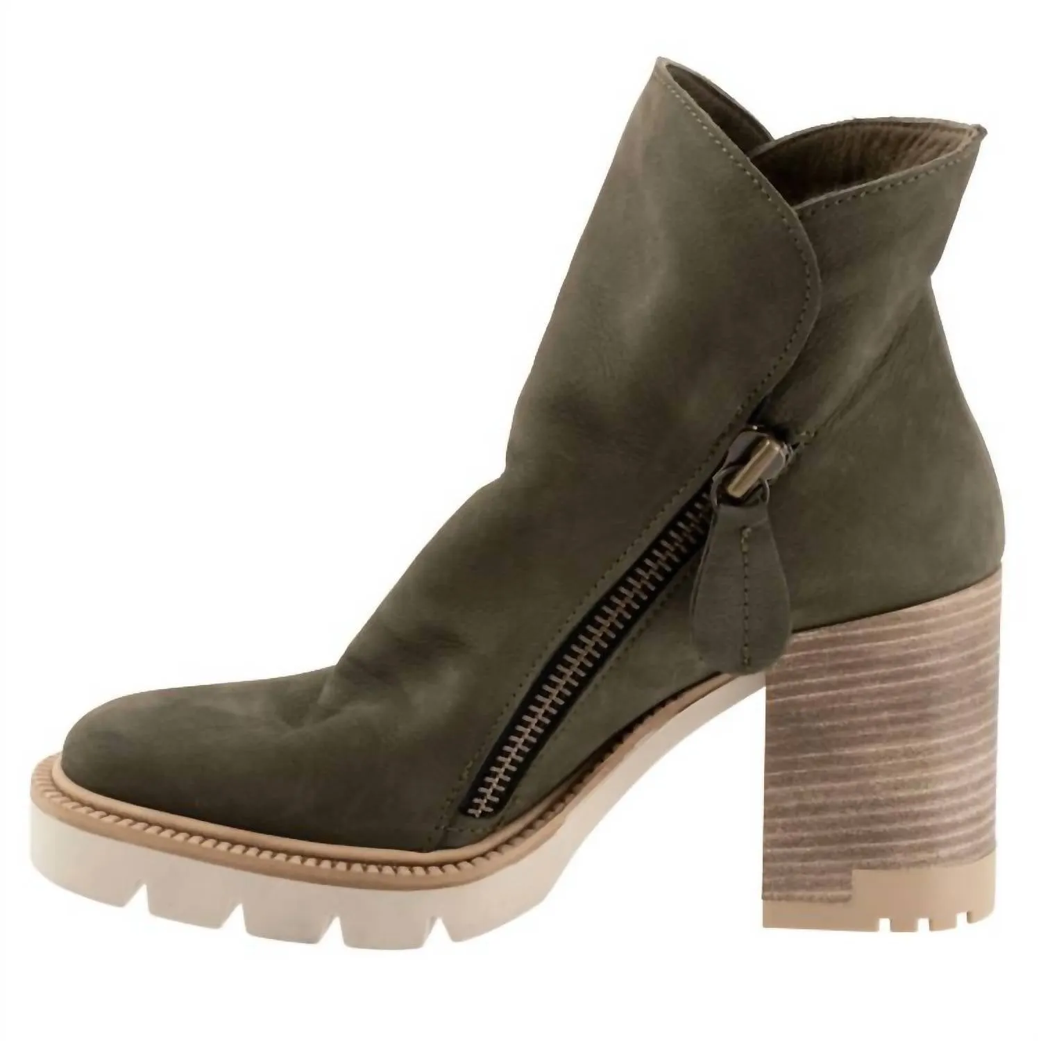Women's Elliot Leather Ankle Boots In Army Green