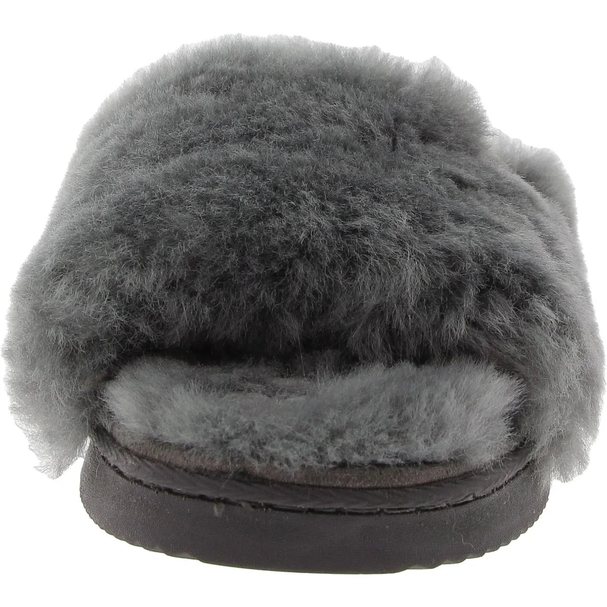 Womens Faux Fur Lined Faux Fur Slide Slippers