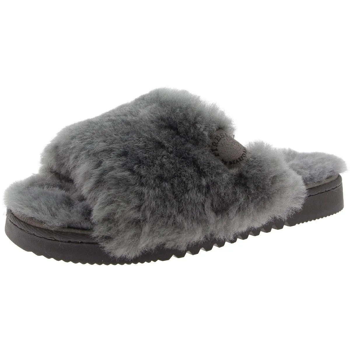 Womens Faux Fur Lined Faux Fur Slide Slippers